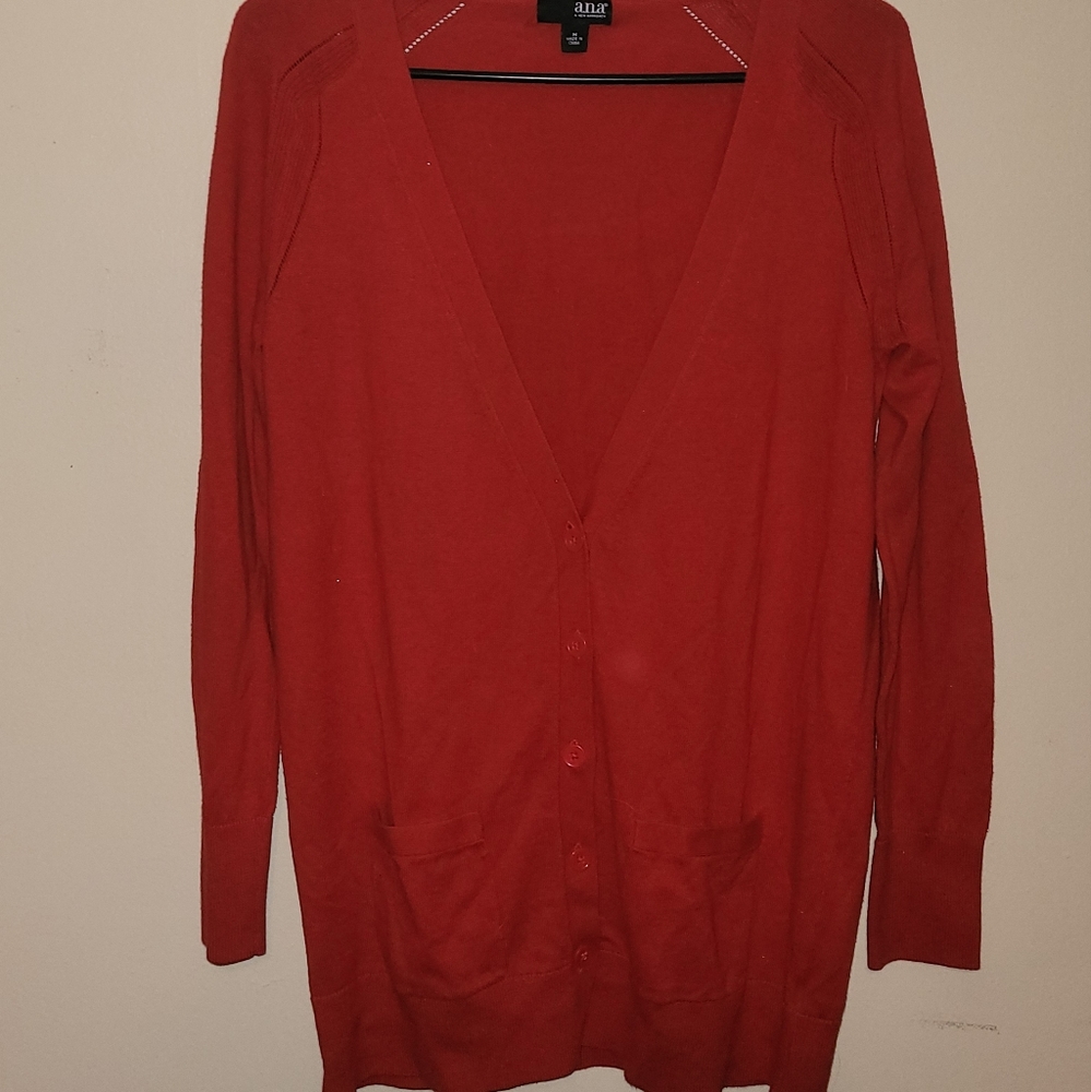 Red button up cardigan